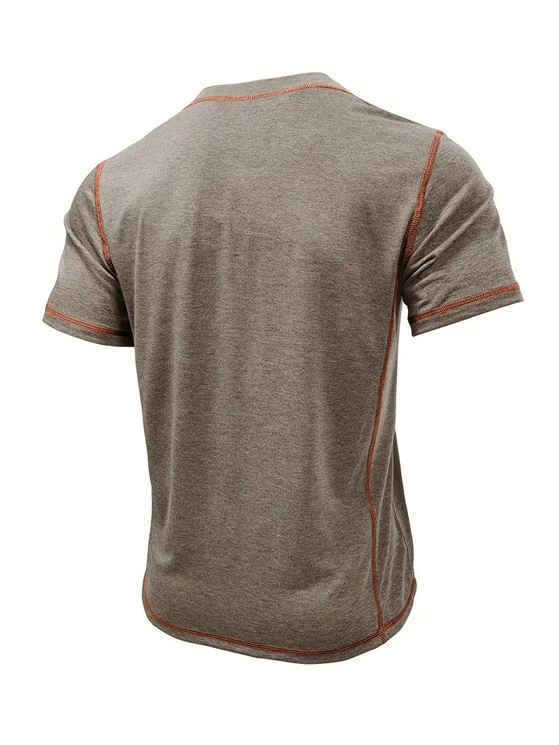 Orazio | Short Sleeve Henley Neck T-Shirt