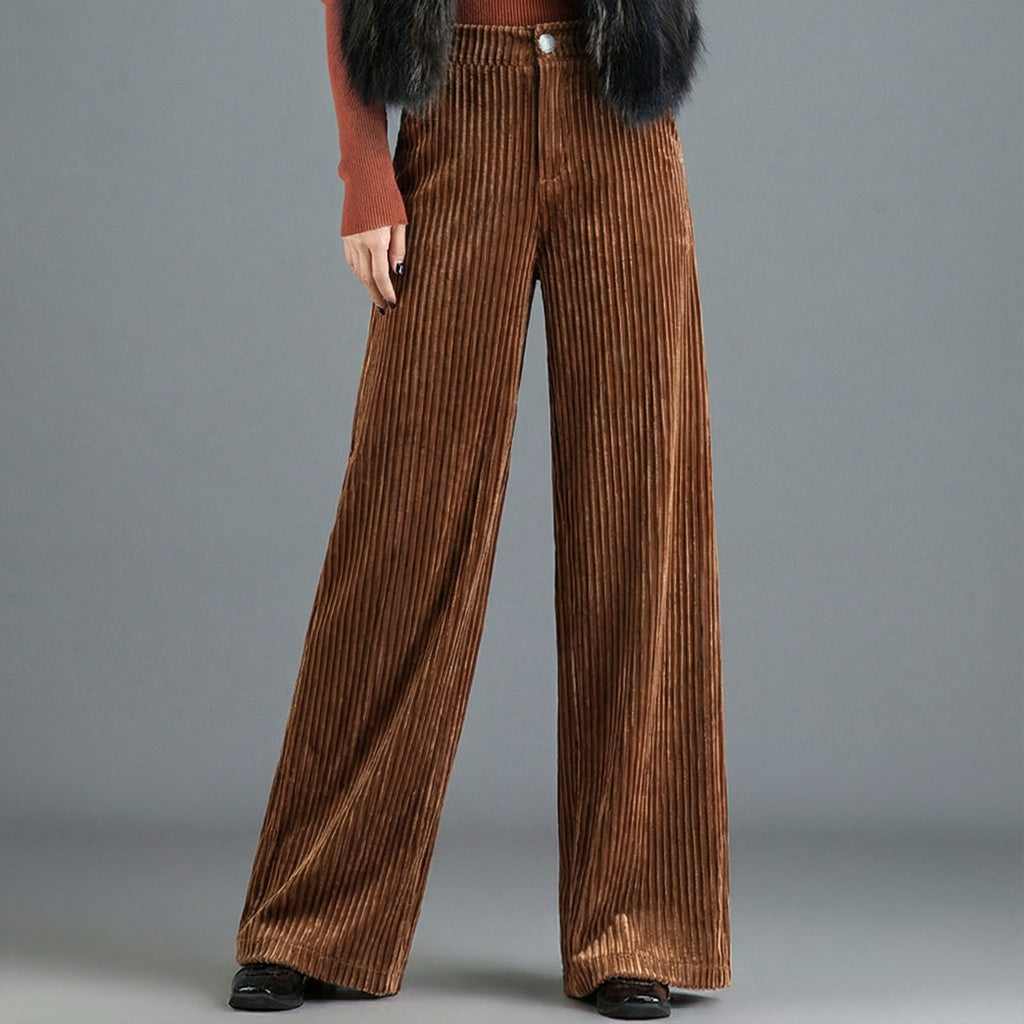 Shivila | Ribbed Wide Leg High Waist Trousers