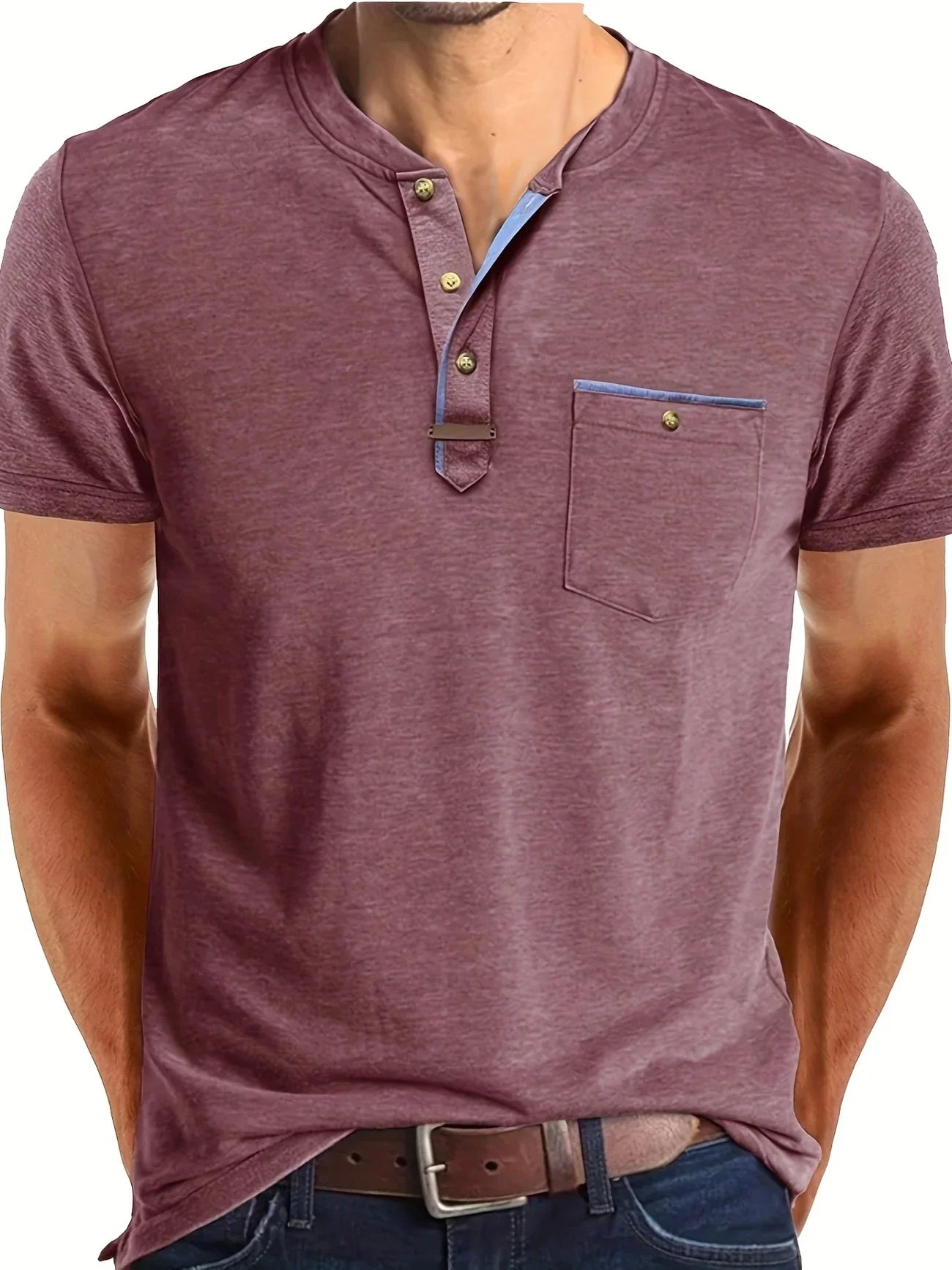 Saxon | Short Sleeve Henley Pocket T Shirt