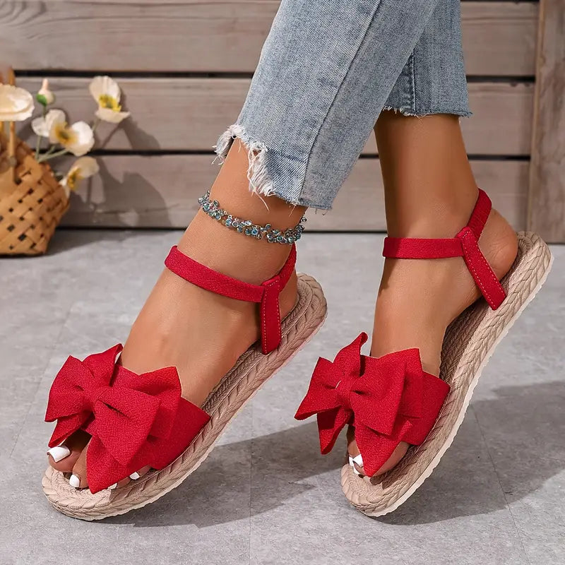 Michela | Bow Strap Flat Open Toe Sandals
