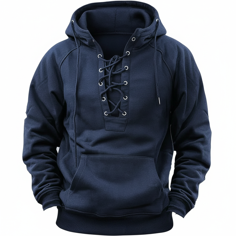 Hovav | Sweatshirt with Lace-Up Hood and Kangaroo Pocket