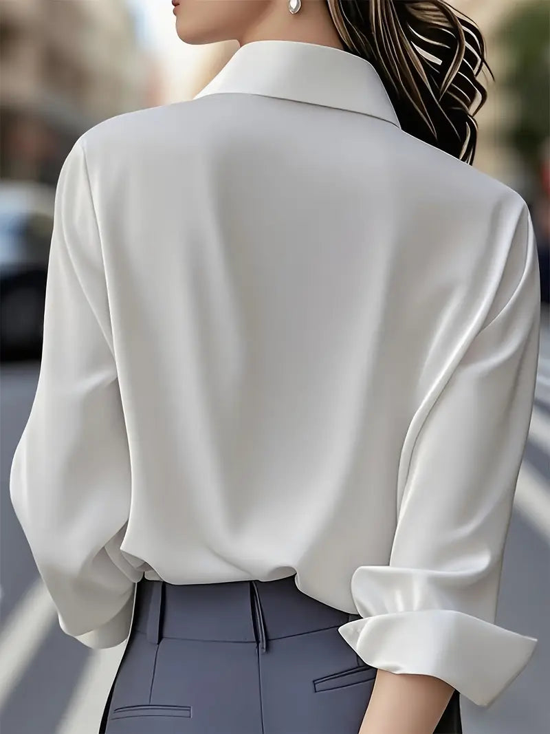 Amiliana - Long Sleeve Collared Button Down Shirt