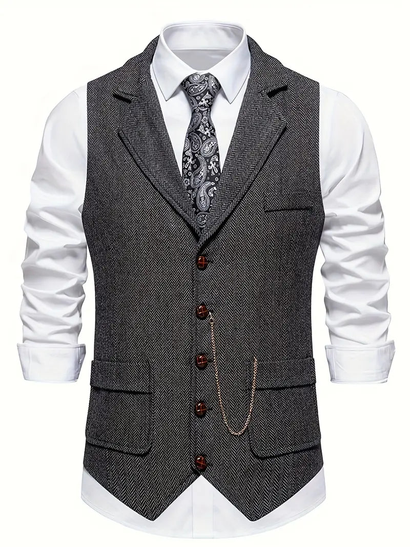 Ferry |  Herringbone Button Front Waistcoat