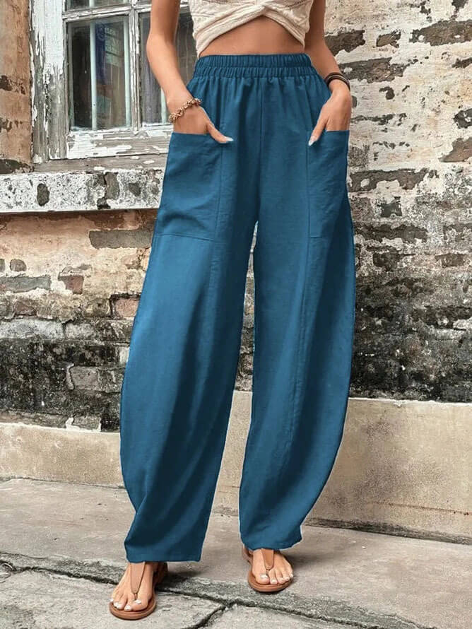 Salomee | Wide Leg Elastic Waist Casual Trousers