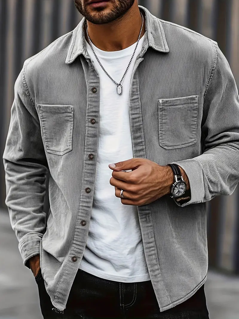 Rickey | Corduroy Button-Up Shirt with Chest Pockets