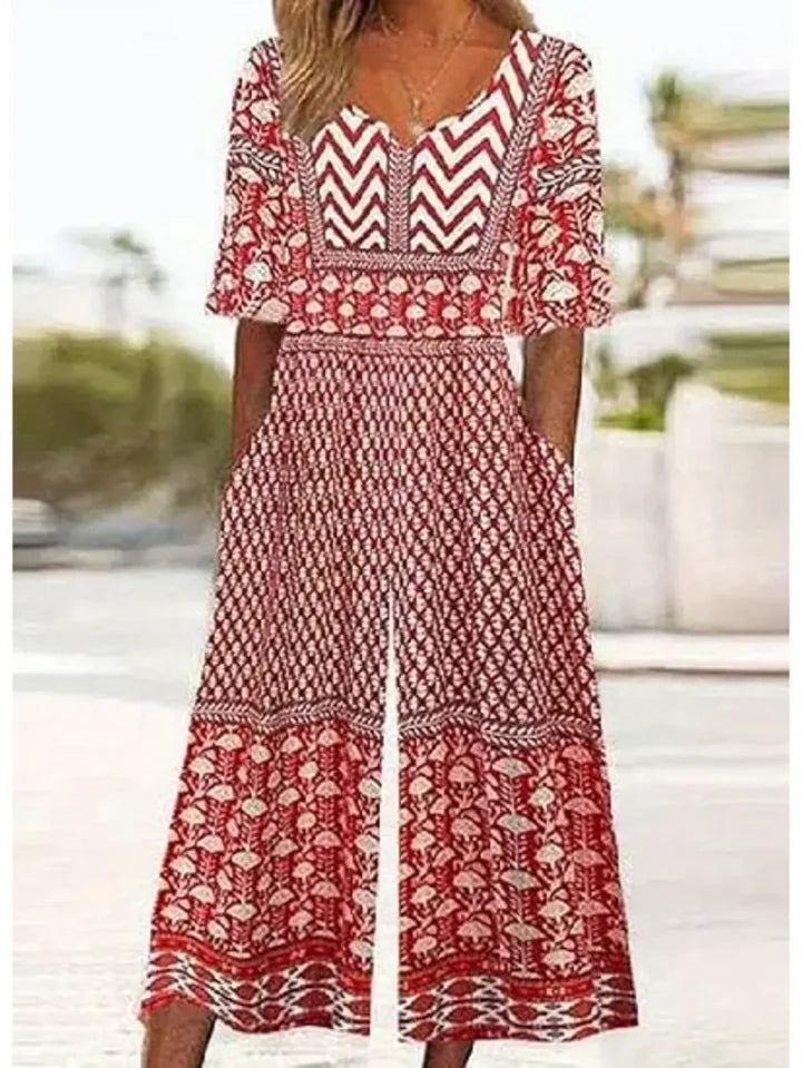 Nerina | Wide Leg Floral Print Jumpsuit