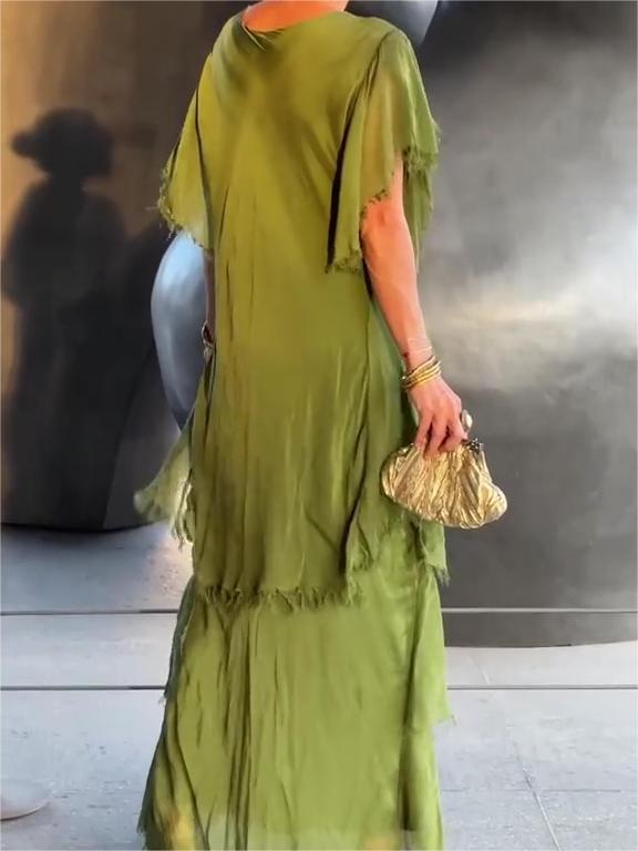 Carlijn | V-Neck Ruffle Maxi Dress Short Sleeve