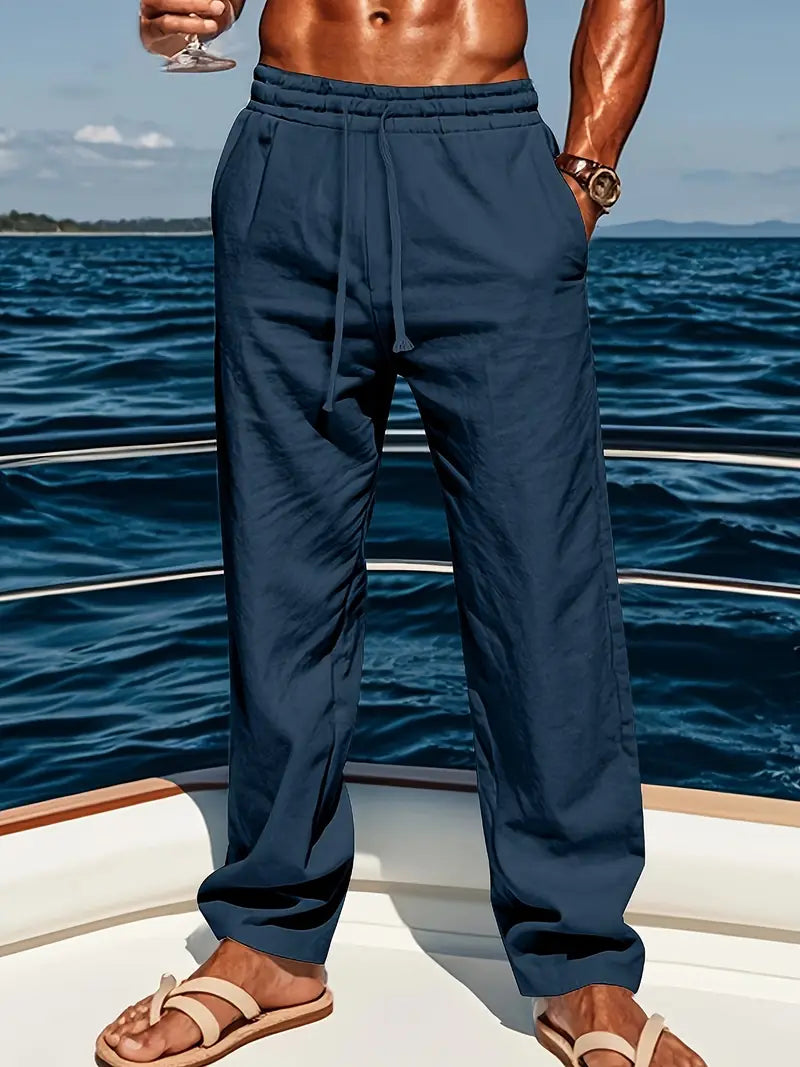 Babaev | Drawstring Wide Leg Linen-Style Trousers