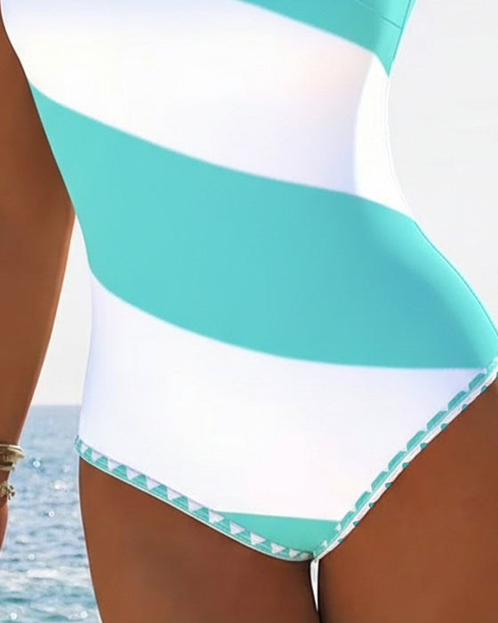 Doriane | One Shoulder Striped One Piece Swimsuit