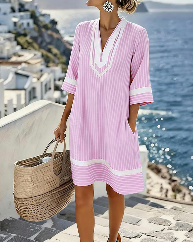 Alisia | Striped V-Neck Tunic Dress