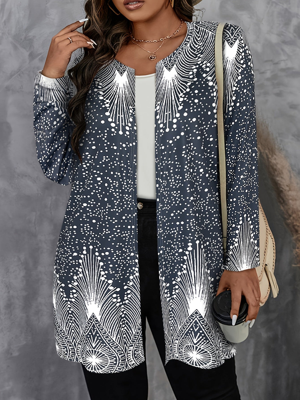 Juliorine | Long Sleeve Patterned Cardigan for Layering