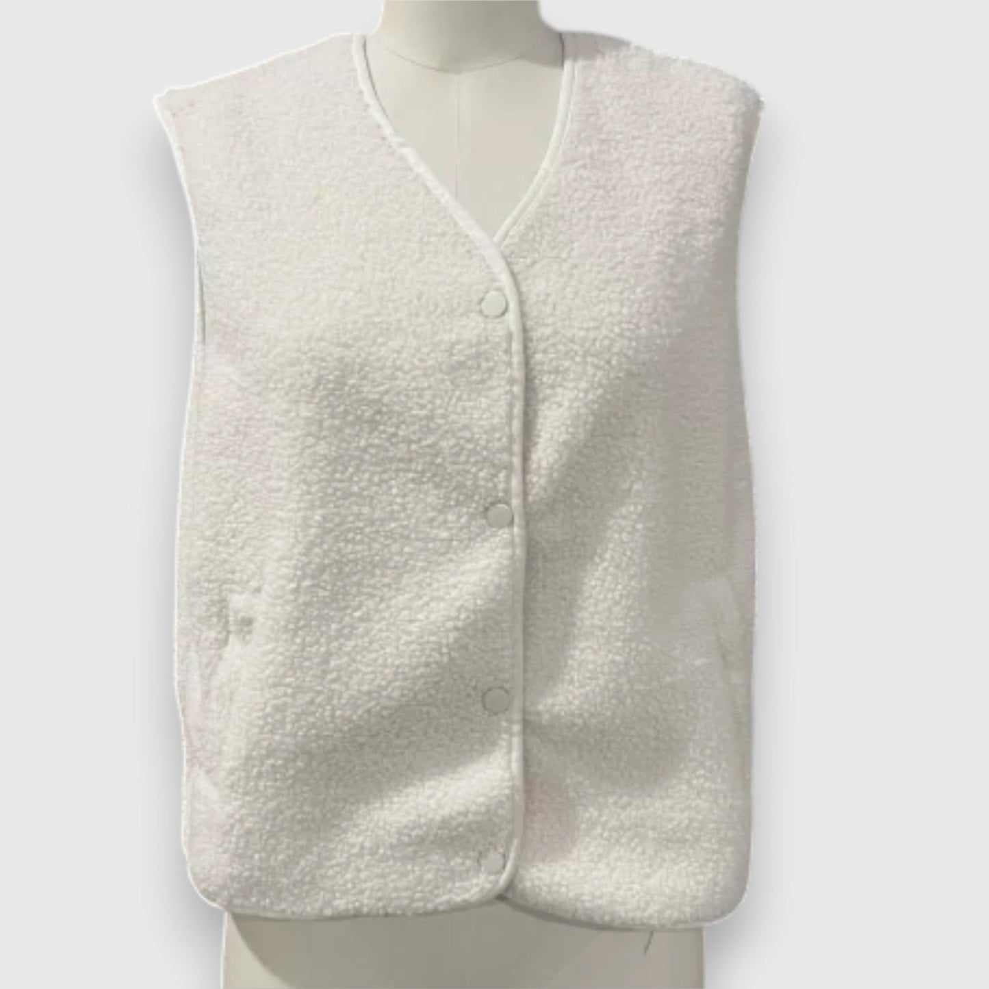 Cheryl | Sleeveless Button Front Fleece Vest
