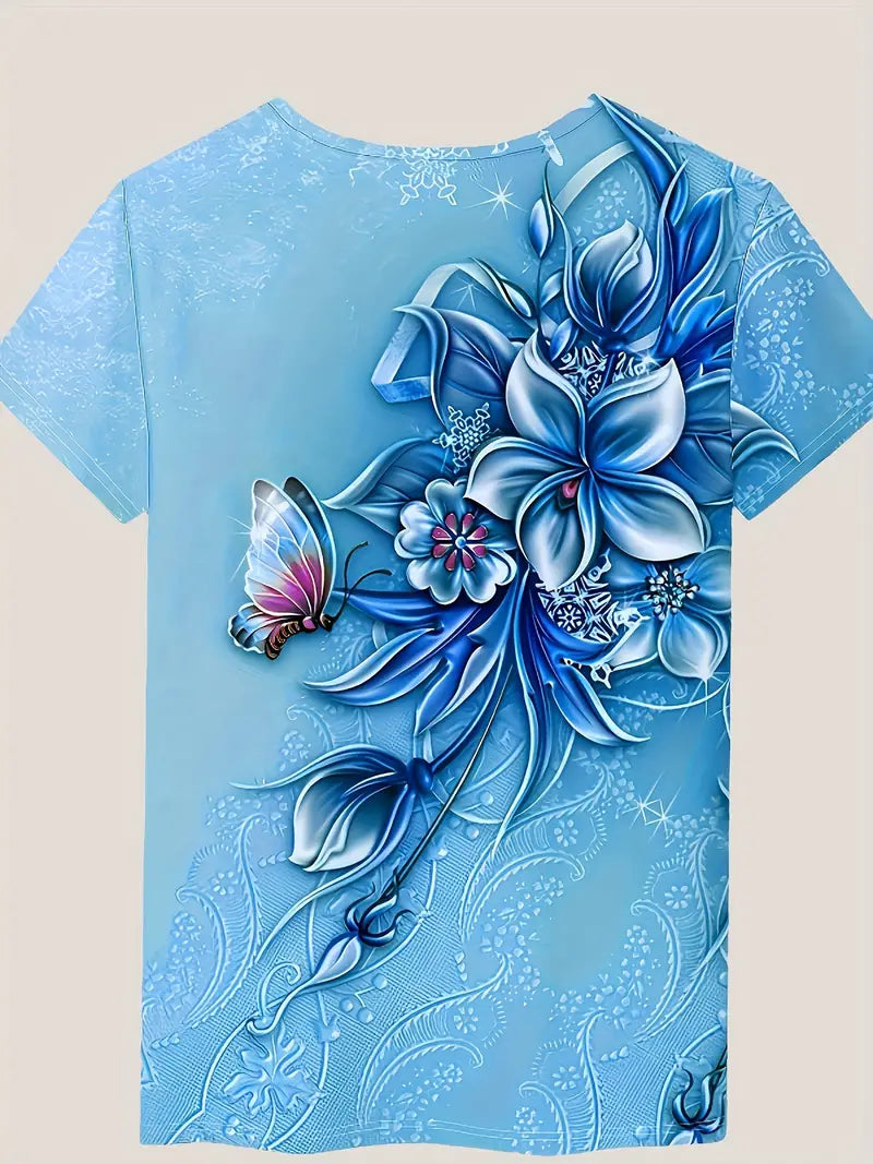 Carlisa | Floral Print Short Sleeve T Shirt