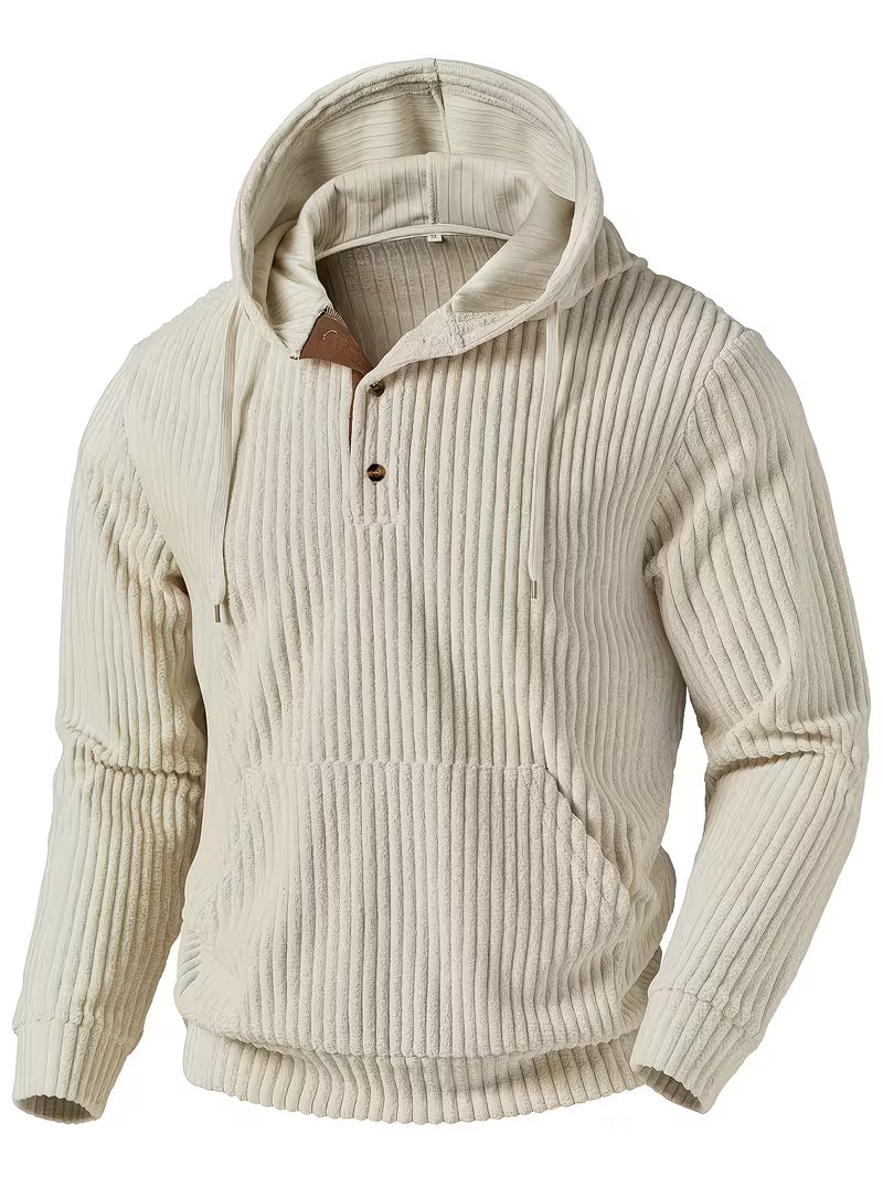 Colman | Hooded Ribbed Knit Pullover Sweatshirt
