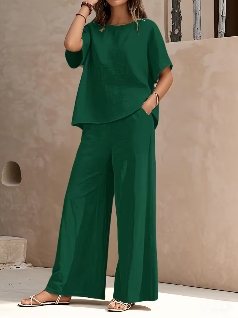Josy | Trouser Set with Short-Sleeve Relaxed Top