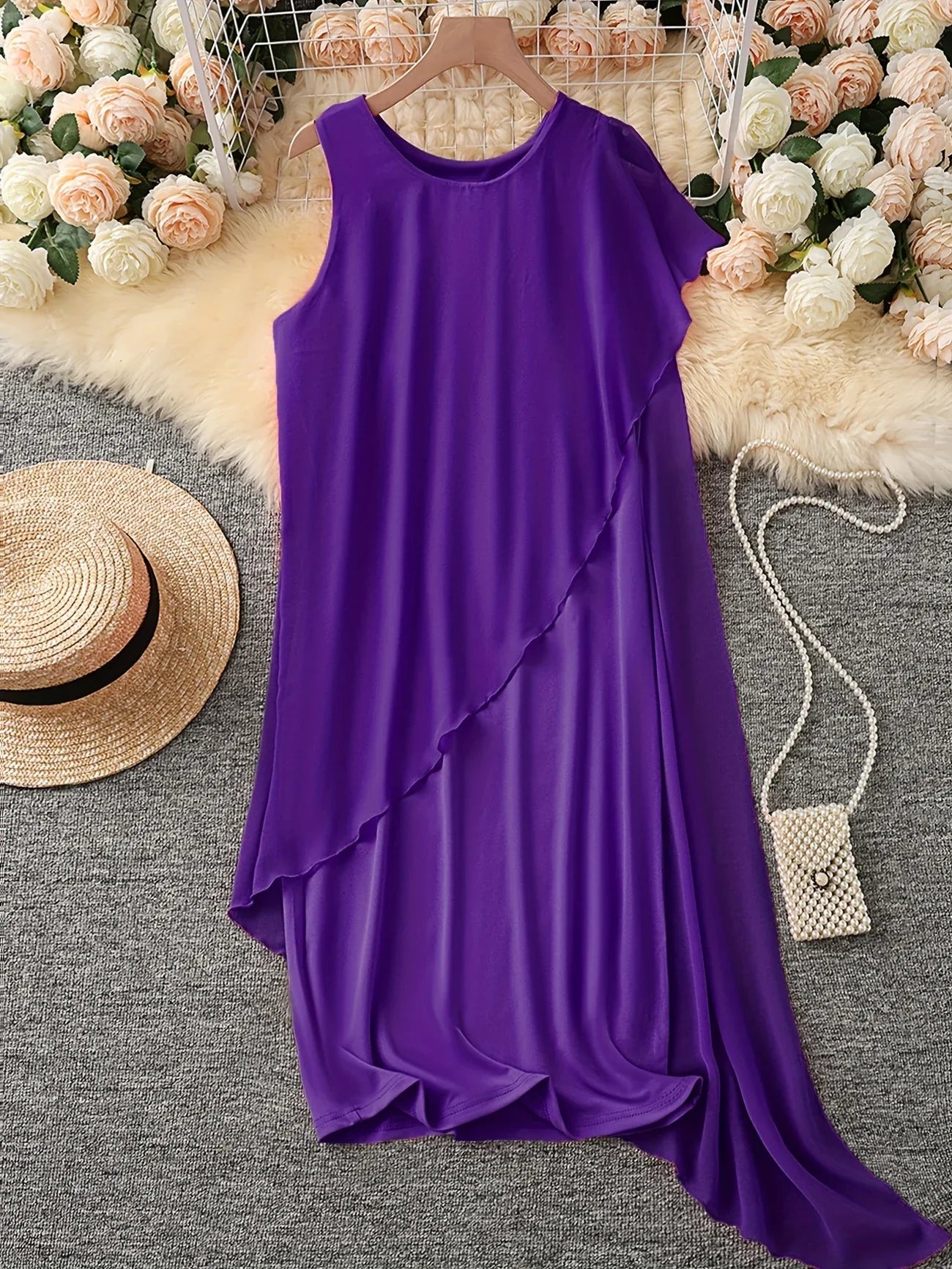 Maren | Sleeveless Asymmetric Layer Midi Dress