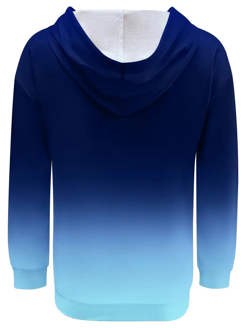 Areeqa - Gradient Color Drawstring Pullover Hoodie
