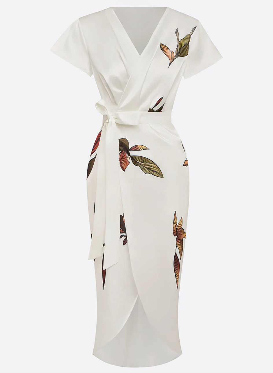 Beverly | Floral Wrap Front Midi Dress
