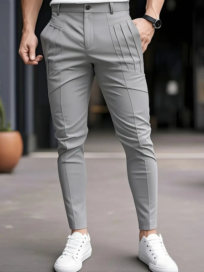 Edgardo | Pleated Slim Fit Trousers