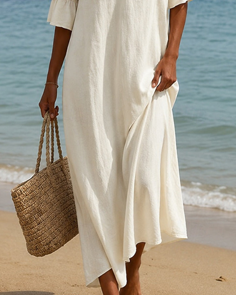 Nellina | V-Neck Ruffle Sleeve Maxi Dress