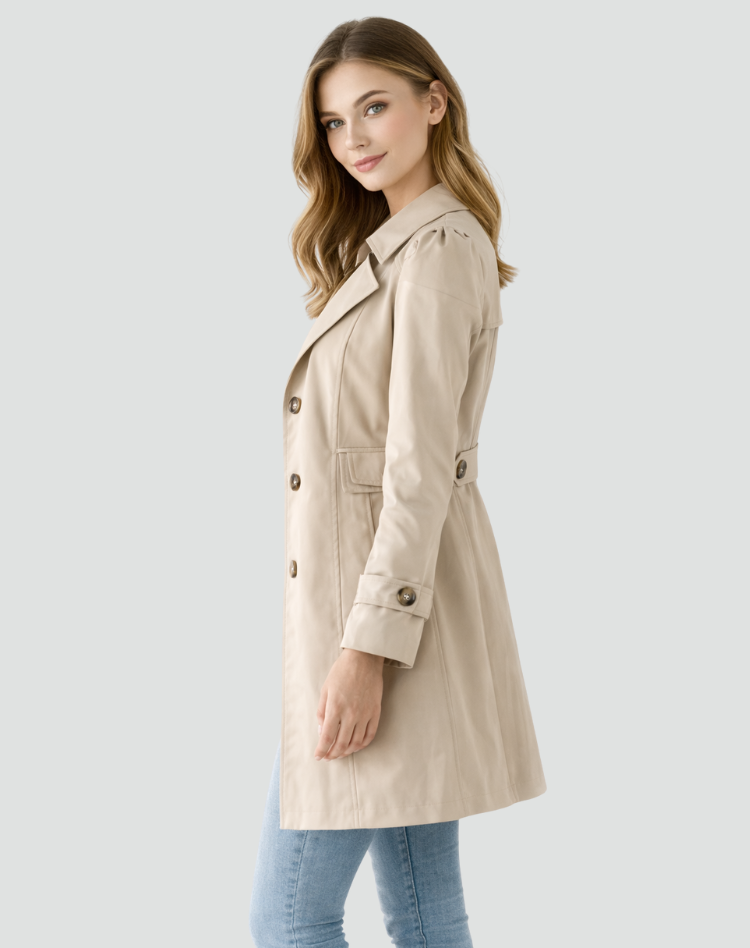 Snjezana | Long Sleeve Notched Collar Button Front Coat