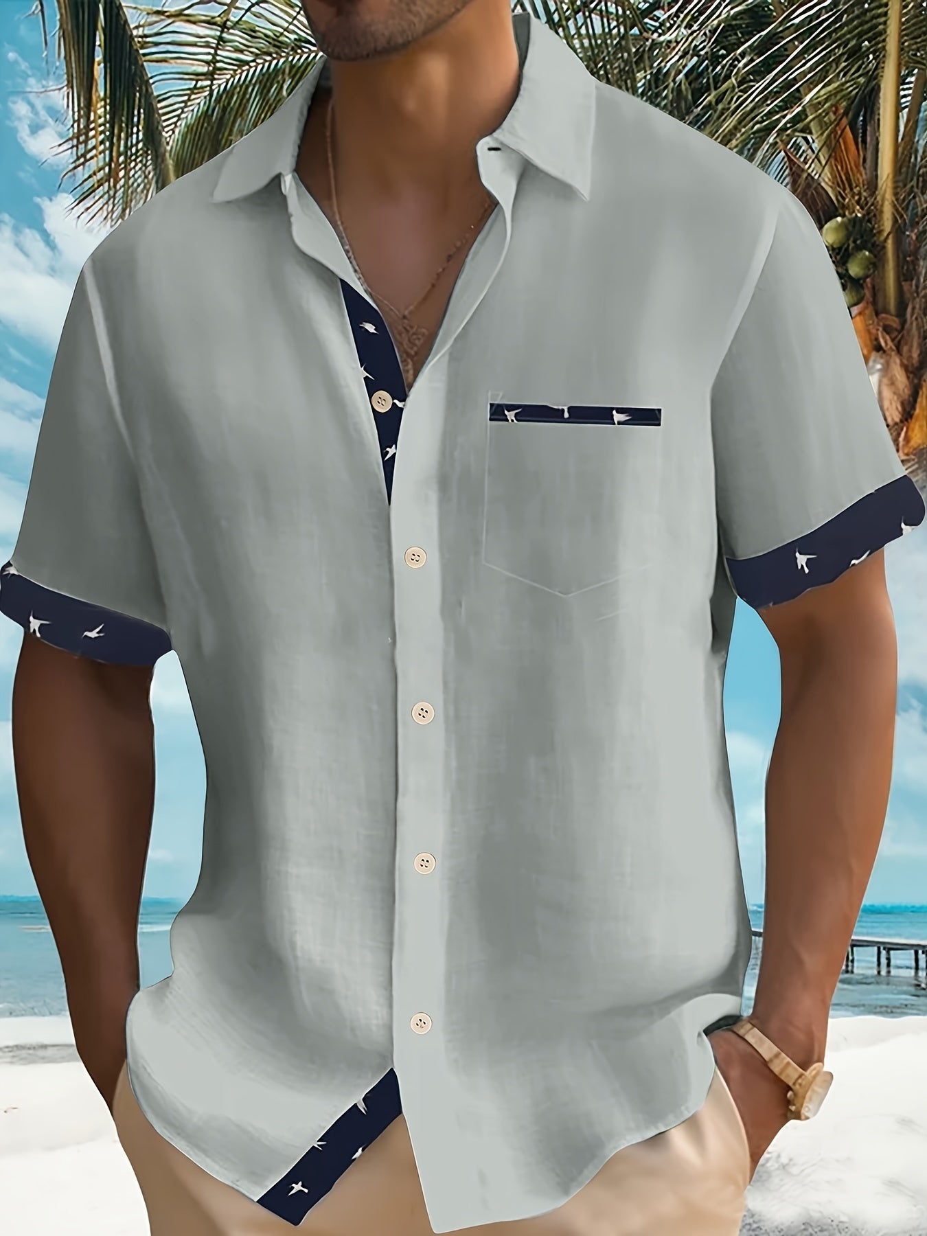 Julio - Short Sleeve Contrast Trim Button Shirt