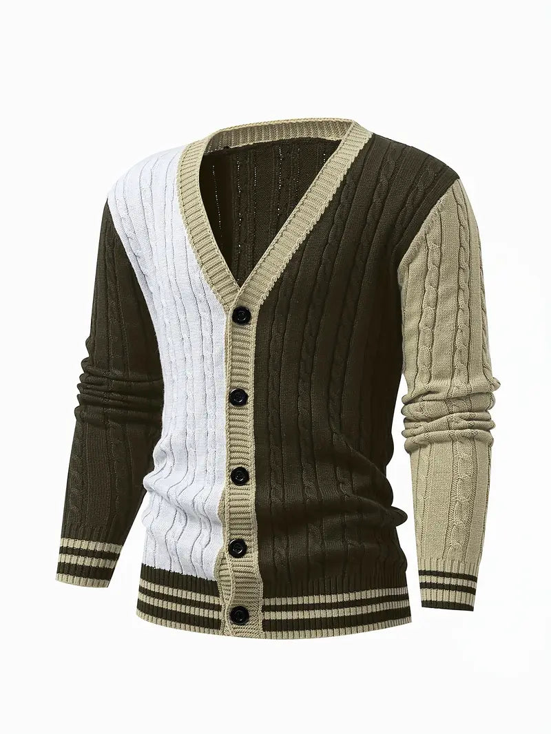 Bryant | Cable Knit Colour Block Cardigan