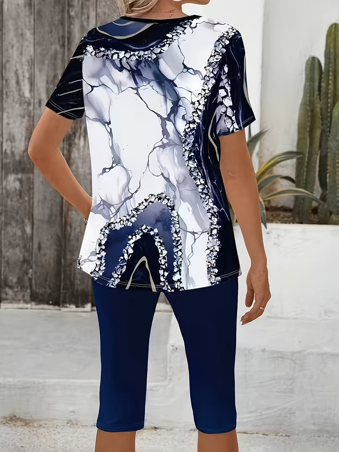 Merena | Two-Piece Printed Top Capri Set