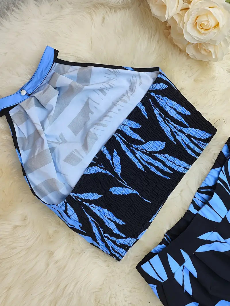 Zirina | Tropical Print Halter Two Piece Set