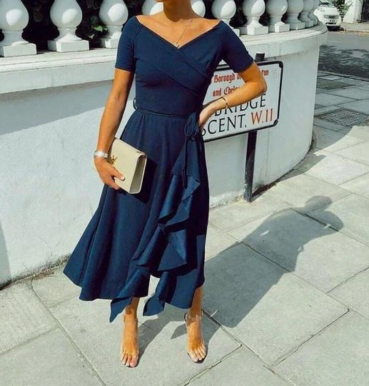 Valerie | Dress Off Shoulder Ruffle Wrap Hem