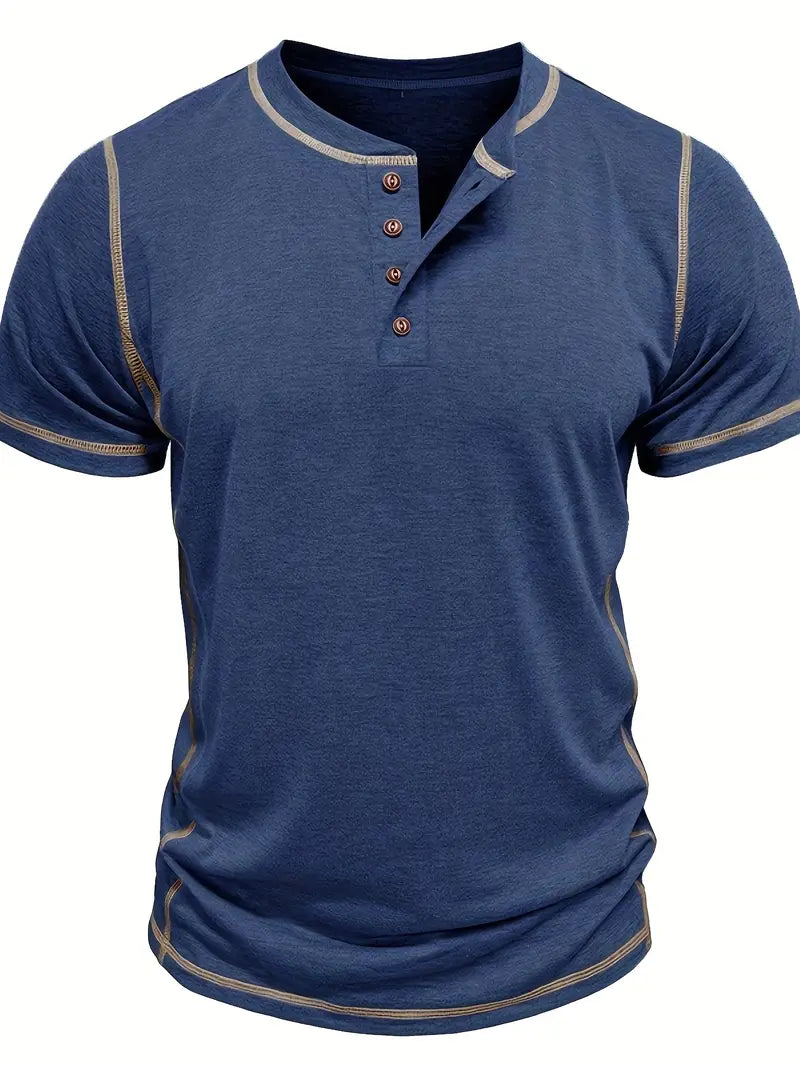 Orazio | Short Sleeve Henley Neck T-Shirt
