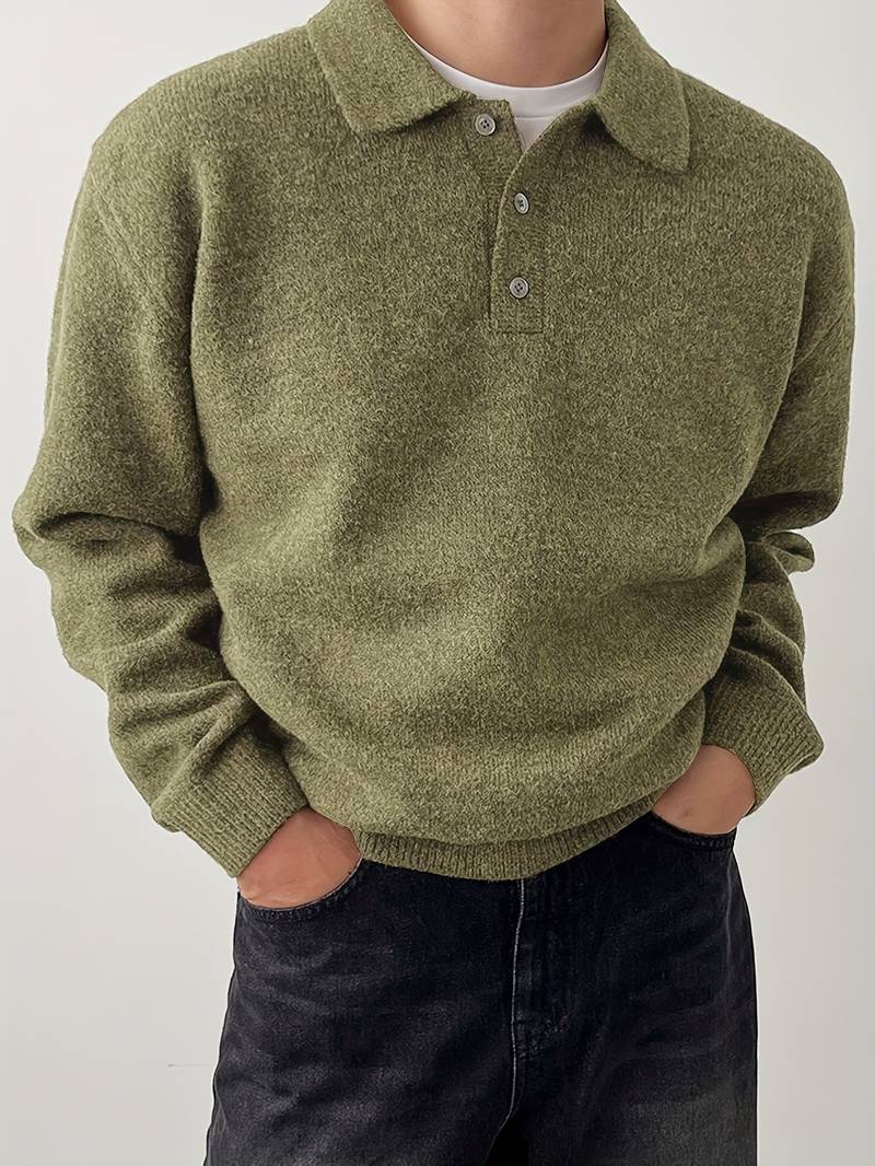 Eliran | Long Sleeve Textured Knit Polo Top
