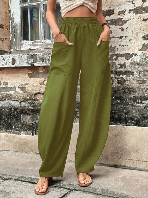 Salomee | Wide Leg Elastic Waist Casual Trousers