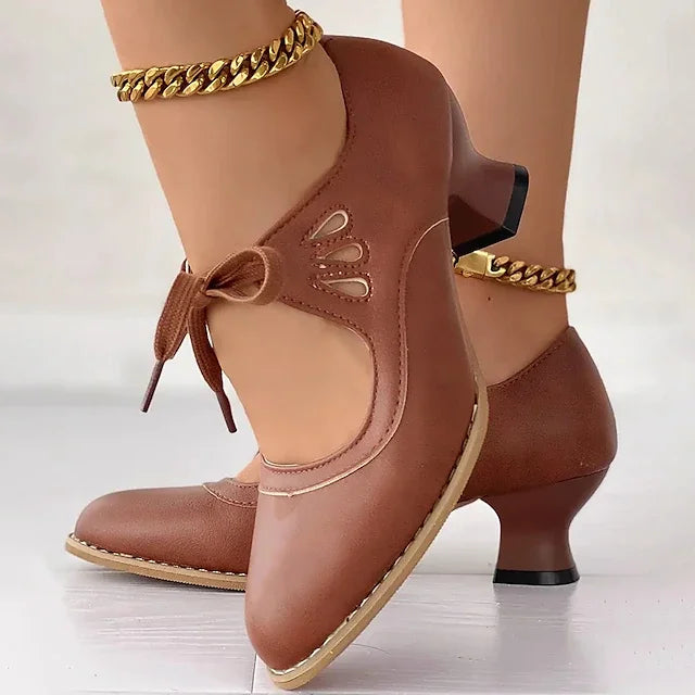 Zydrune | Cut Out Block Heel Court Shoes