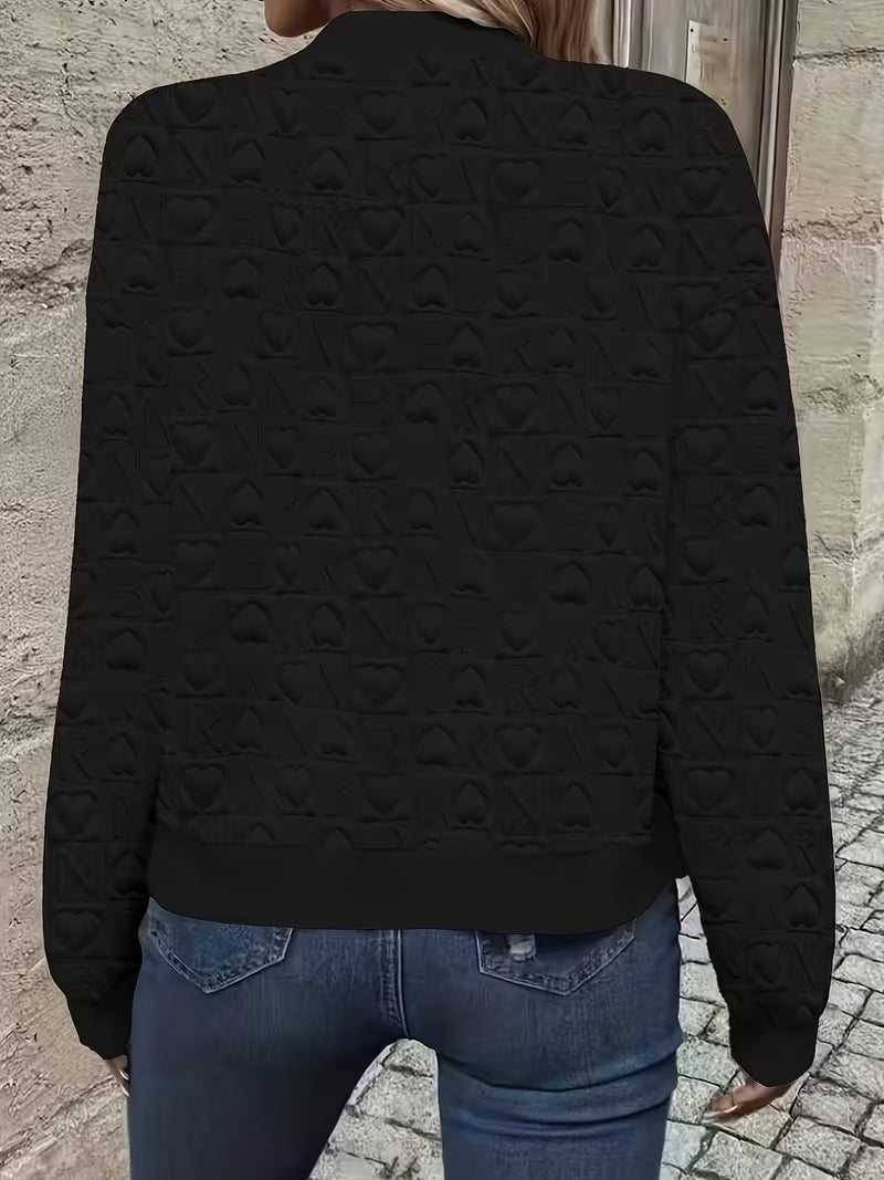 Mileisine | Zip-Up Jacket with Embossed Heart Pattern