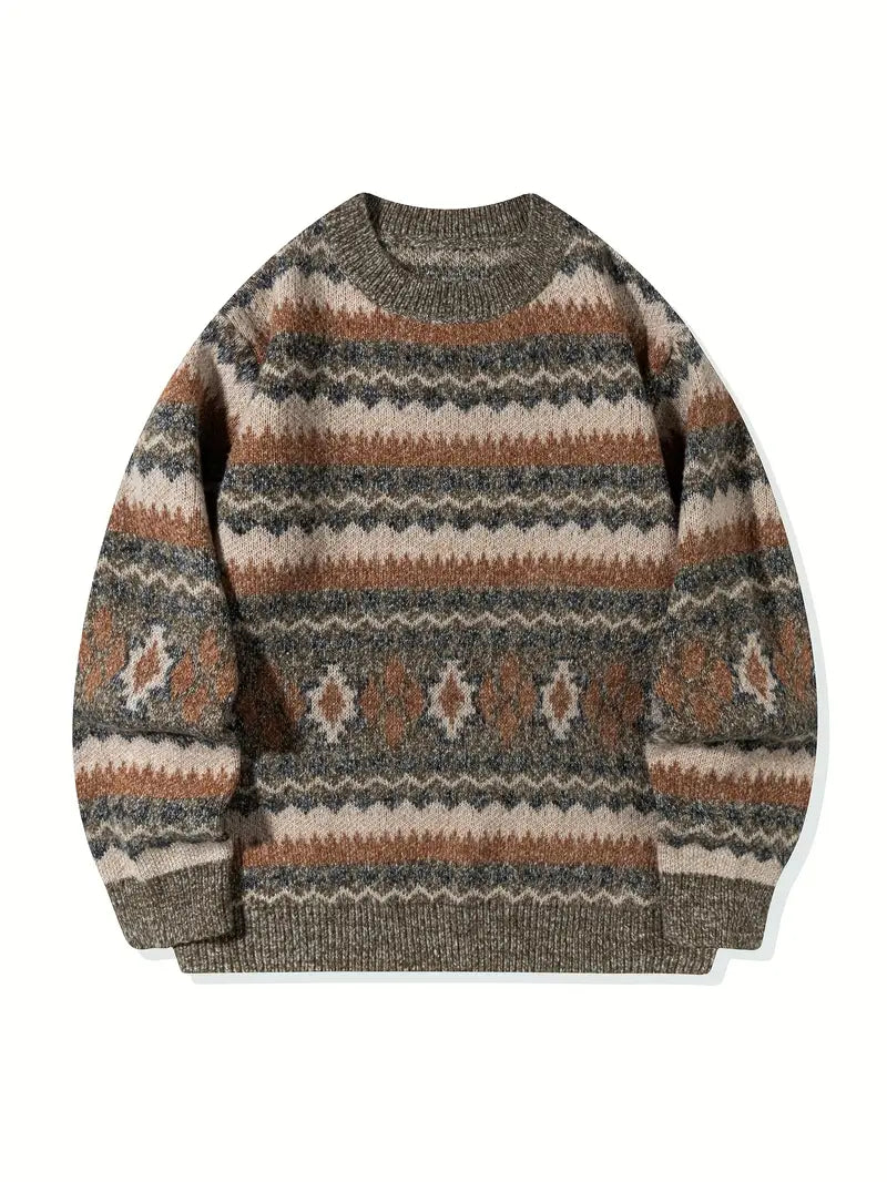Hartman | Crew Neck Geometric Knitted Sweater