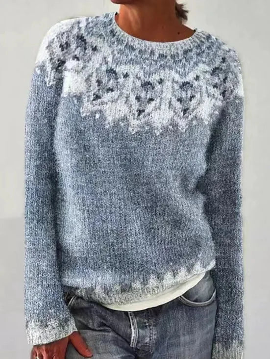 Svenja | Knit Jumper with Patterned Yoke and Long Sleeves