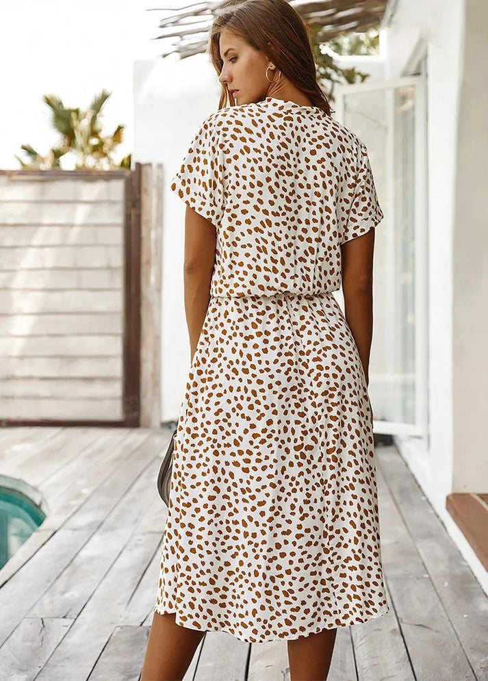 Carine | V Neck Printed Midi Dress