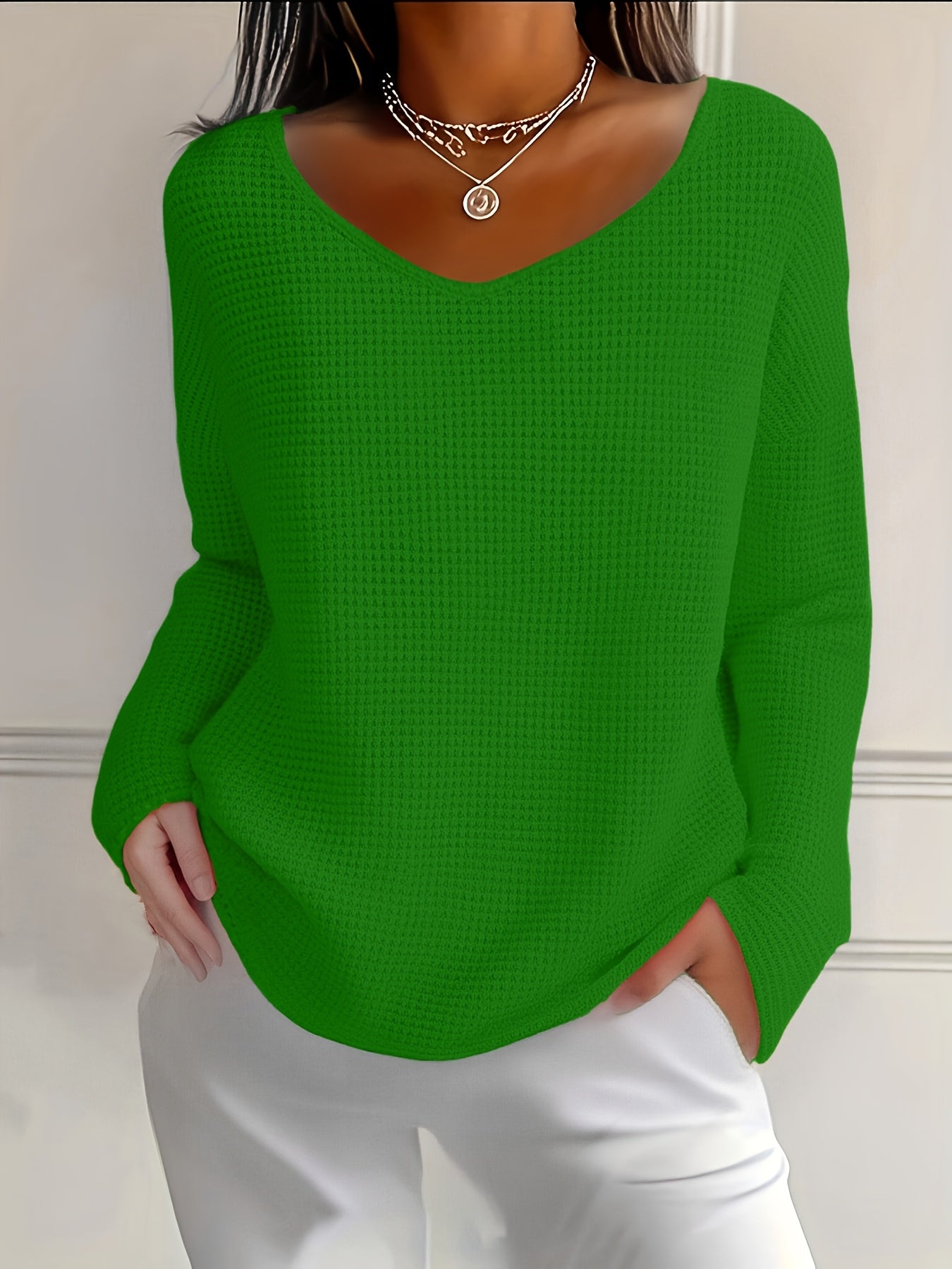 Imogurette | Waffle Long Sleeve V-Neck Shirt in Multiple Colours