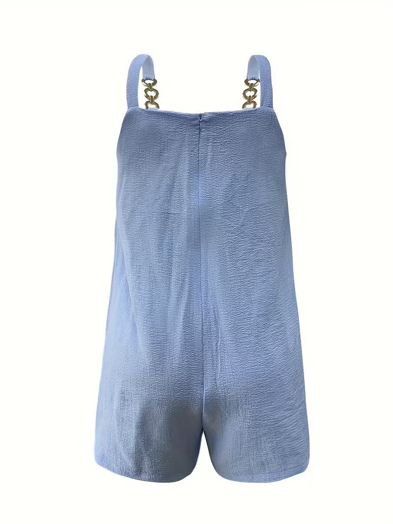 Loaiza - Sleeveless Chain Strap Bow Front Romper