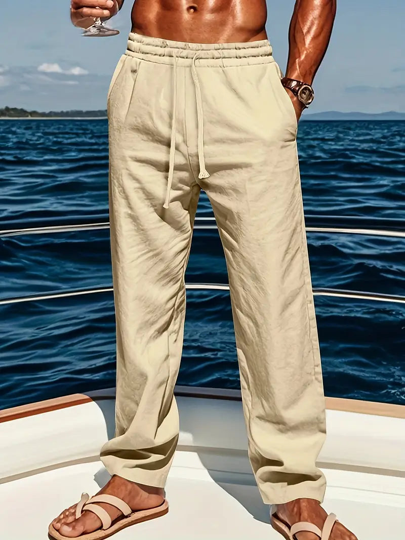 Babaev | Drawstring Wide Leg Linen-Style Trousers
