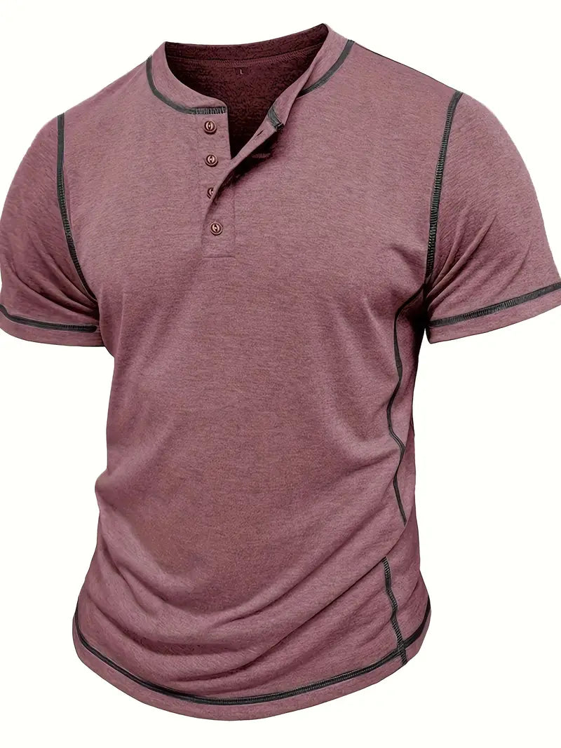 Orazio | Short Sleeve Henley Neck T-Shirt