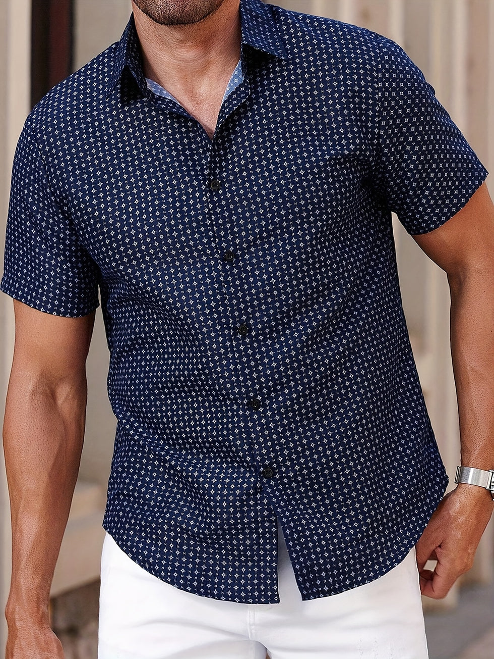 Orvian | Shirt With Geometric Print And Short Sleeves