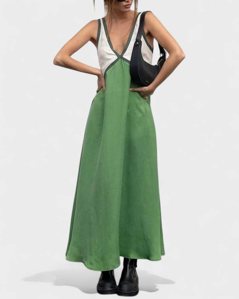 Vida | Sleeveless Colour Block Maxi Dress