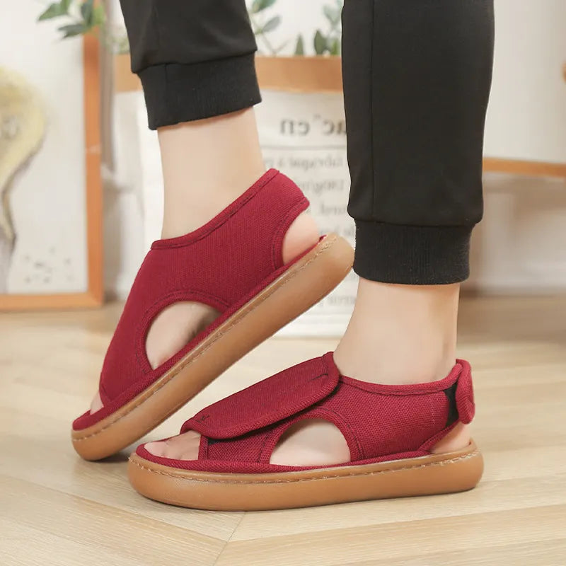 Karena | Adjustable Hook and Loop Open-Toe Sandals