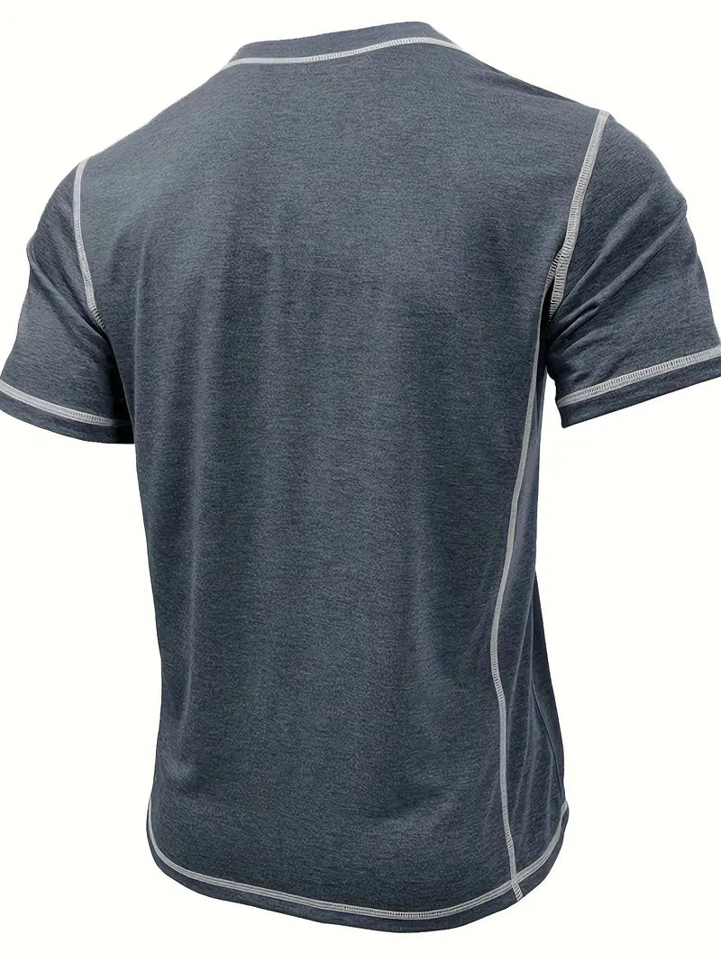 Orazio | Short Sleeve Henley Neck T-Shirt