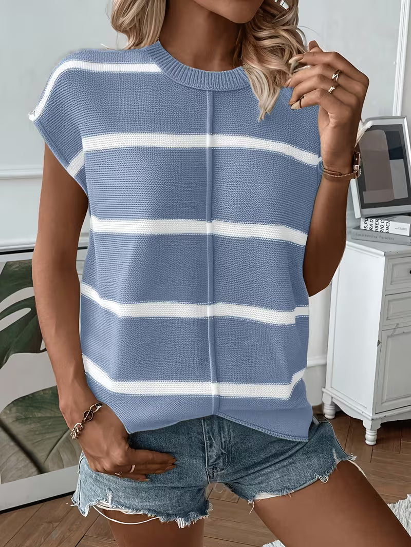 Enila | Striped Knit Jumper with Short Sleeves
