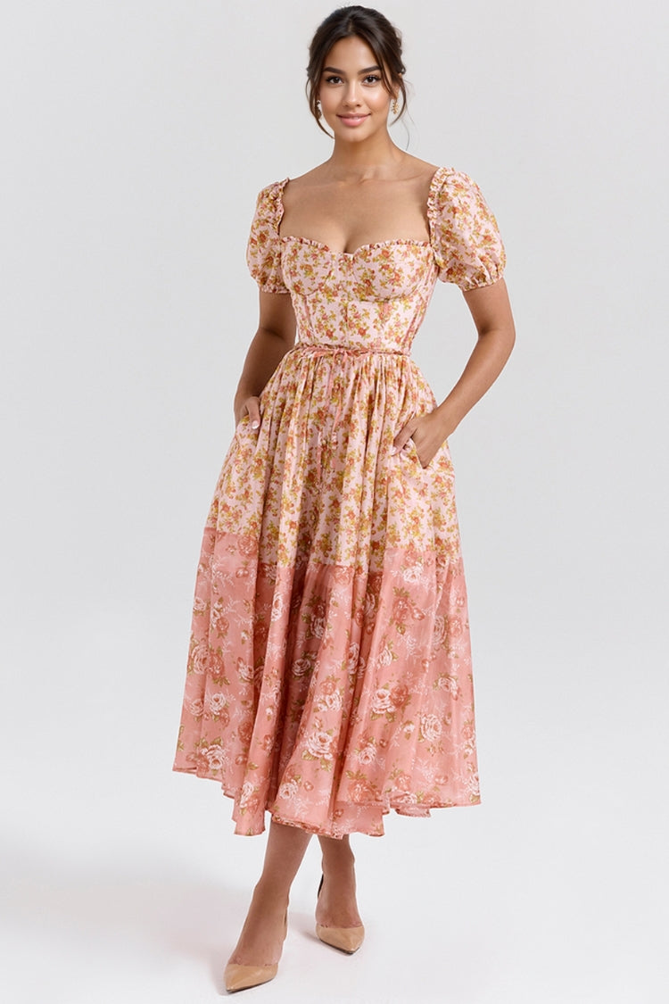 Mellie | Floral Puff Sleeve Midi Dress