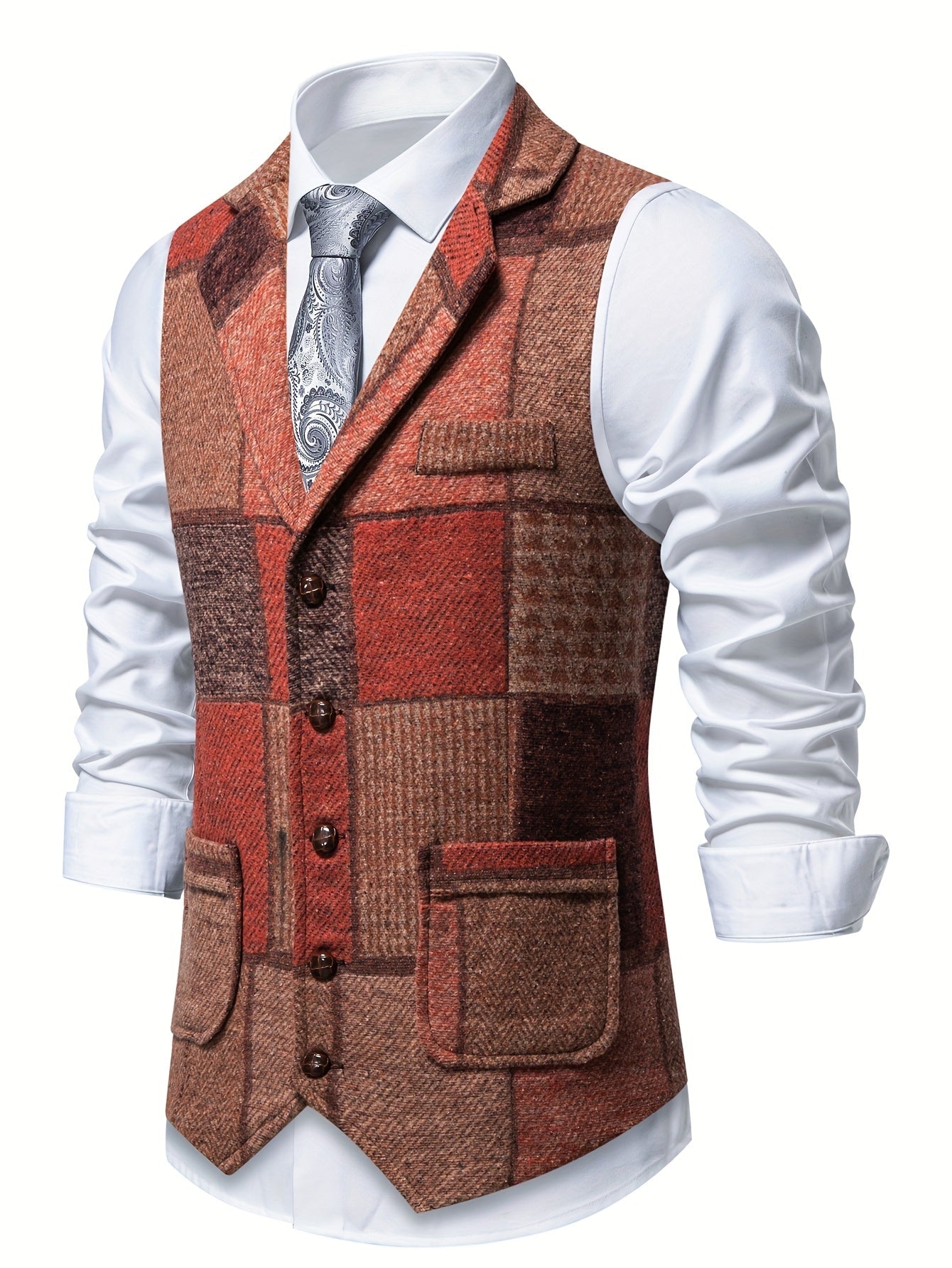 Saverse | Patchwork Tweed Style Waistcoat