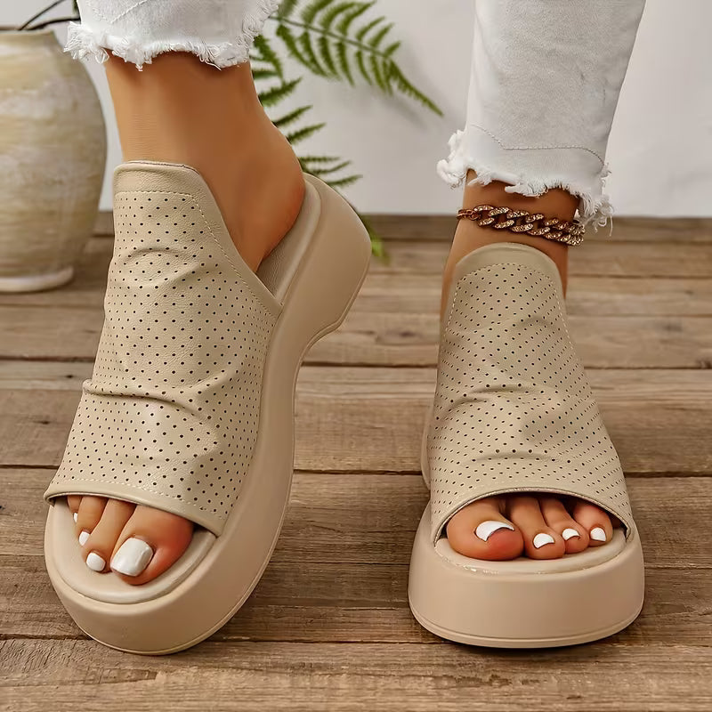 Sofya | Platform Open Toe Slip-On Slippers